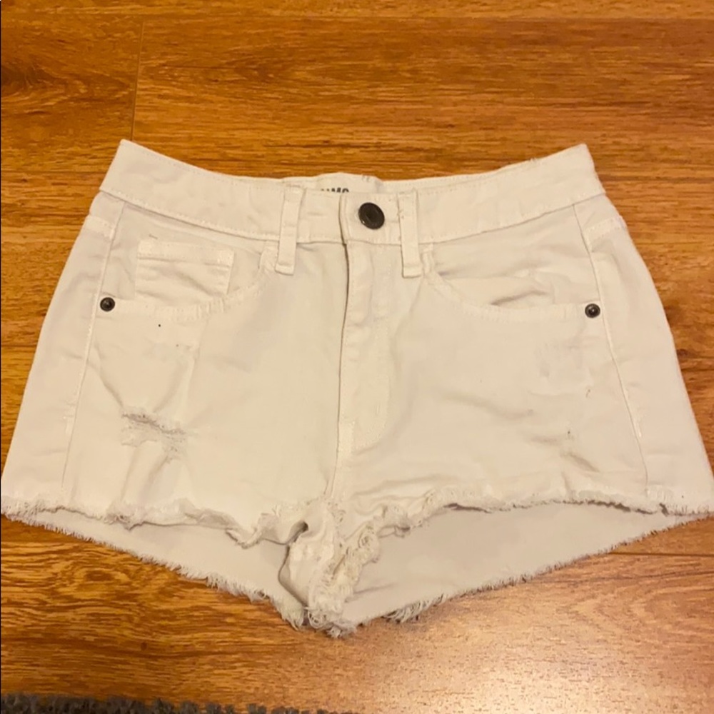 mossimo high rise white denim shorts